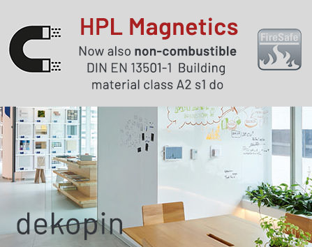 HPL magnetic sheets now also available as non-combustible